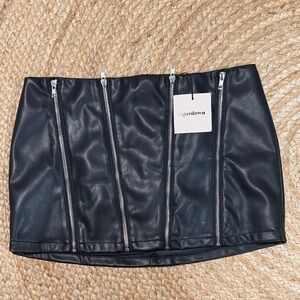 Superdown Black Mini Skirt with Zipper Accents
